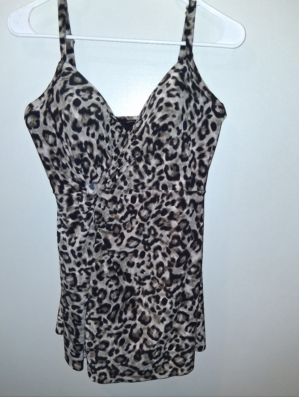 Miraclesuit Belle Gattino Adora leopard print swim dress.